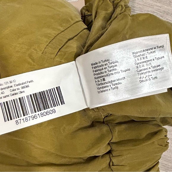 NWT Supertrash ST Studio Olive Green Pull On Elastic Waist Pants Size L EU 40 - Picture 8 of 9